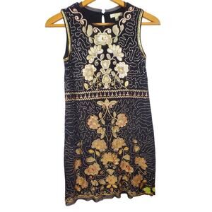 Chelsea & Violet Girls Sequin Formal Dress Size L Black Gold Floral Lined 10 12